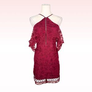 The Jetset Diaries Wine Red Lace Willow Dress (Sz M)